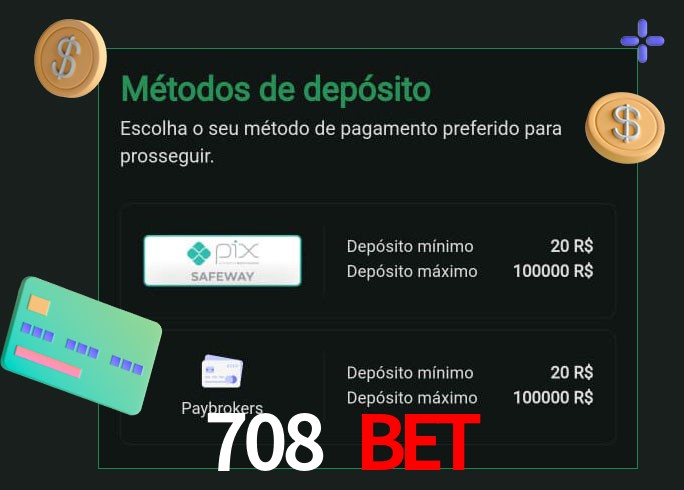 O cassino 708 bet oferece uma grande variedade de métodos de pagamento